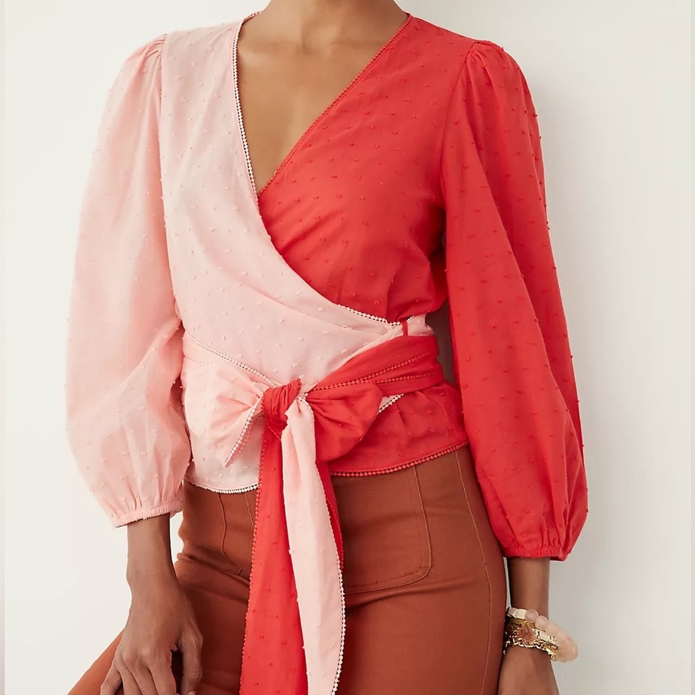 FARM Rio Pink and Red Wrap Blouse